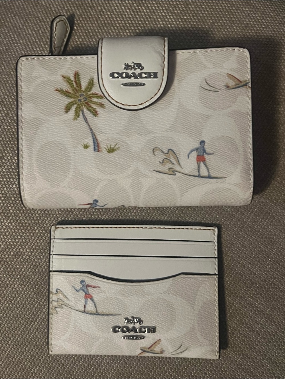 coach small white wallet and card holder set. brand new with tags